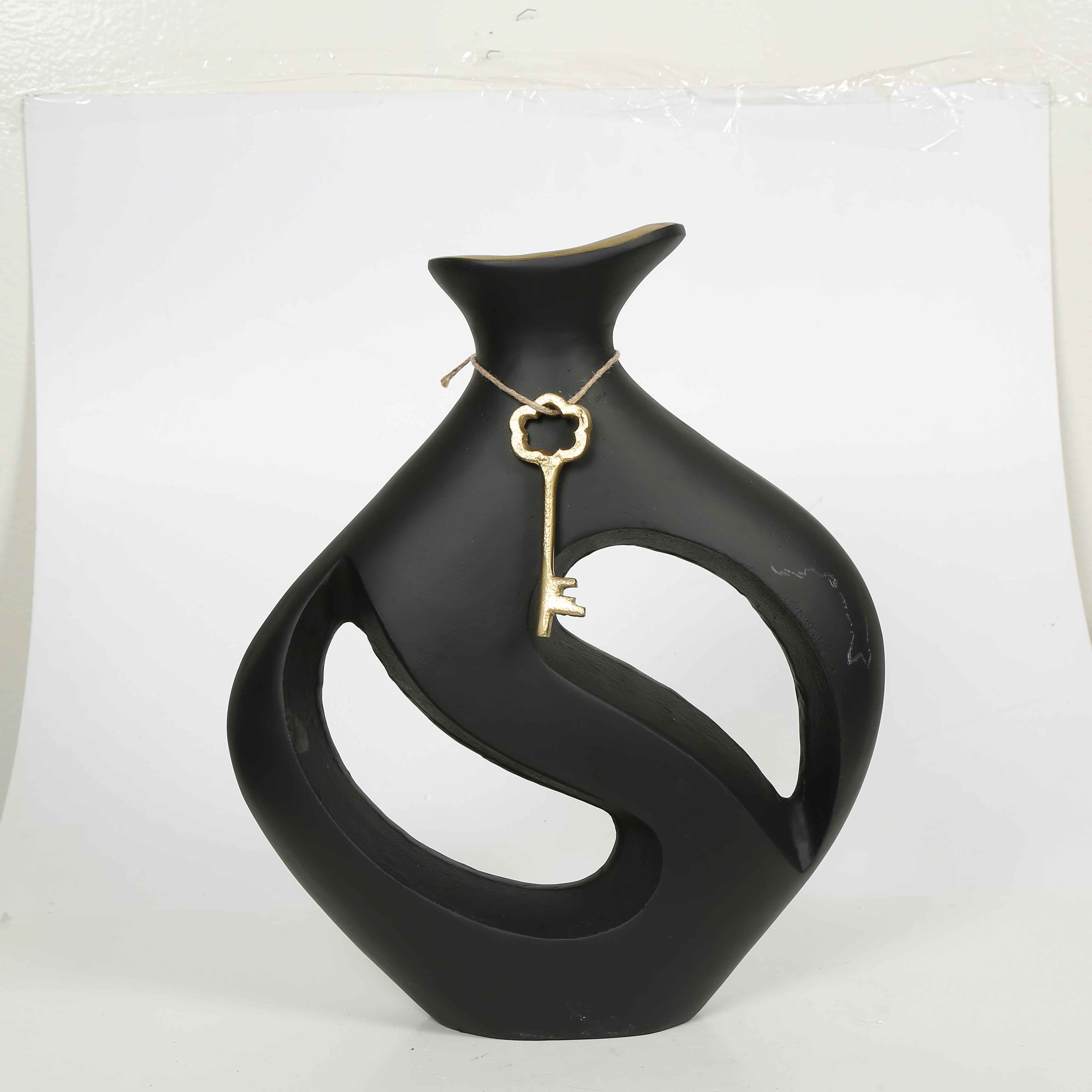 Metal Anahtar Siyah Damla Vazo  AK.IU0482